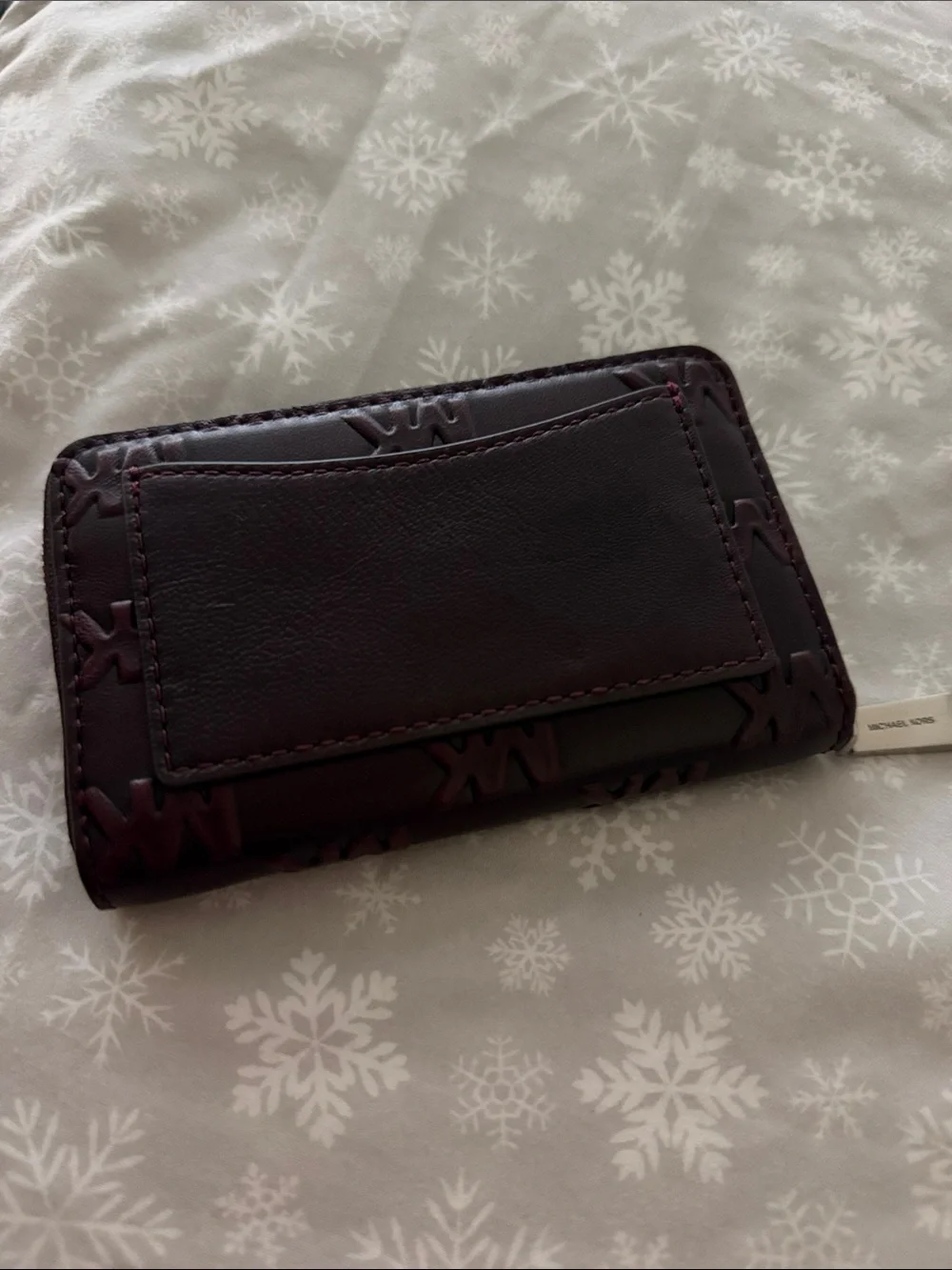 Michael Kors Plum Embossed MK Zip Wallet